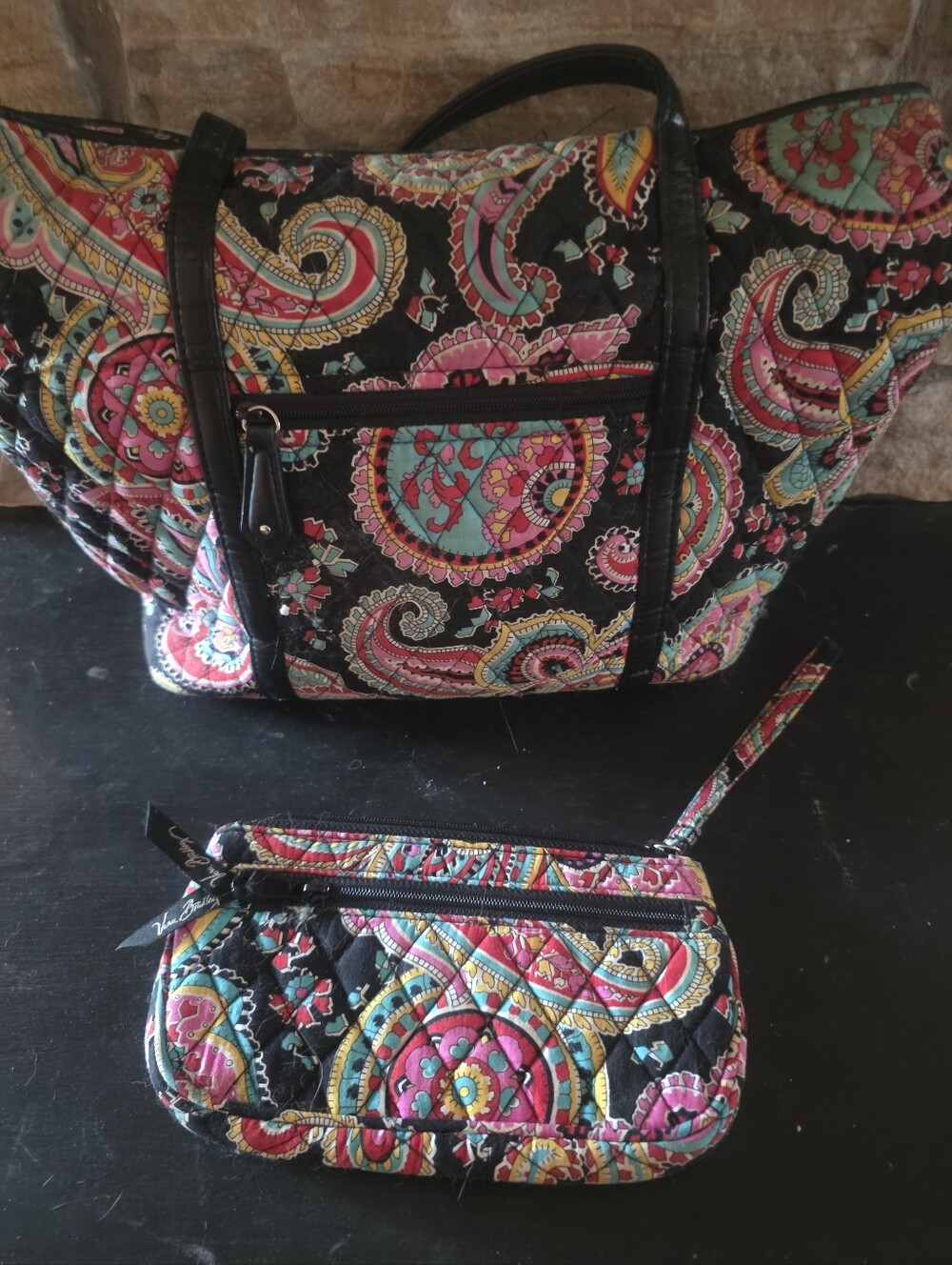 Vera Bradley Quilted Paisley Tote and Wristlet Wallet Set